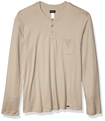 HANRO Men's Loran Long Sleeve Henley Shirt, Sahara, X-Large