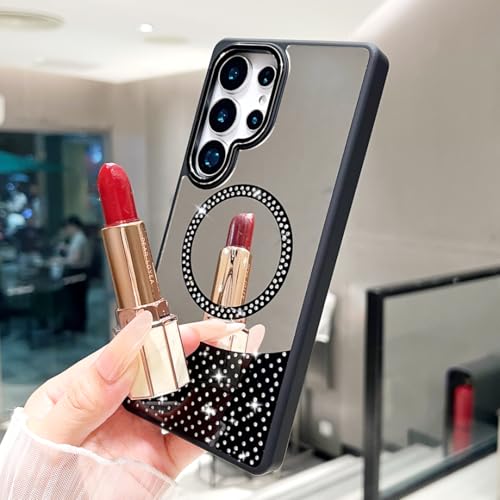 HJZSZX Galaxy A56�p �����O���b�^�[���ϋ��t���}�O�l�b�g���d�b�P�[�X ��Εt���J�o�[(Galaxy A56�p/�u���b�N)