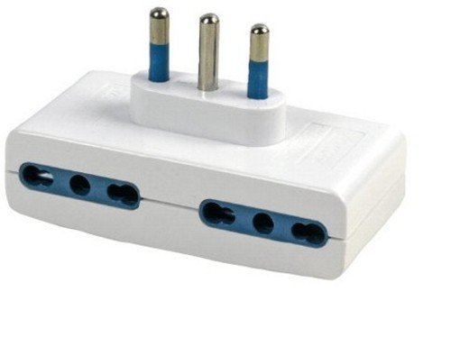 Adattatore Quadruplo Piatto Con 4 Prese 16A Bipasso + Spina 16A Bianco Maurer