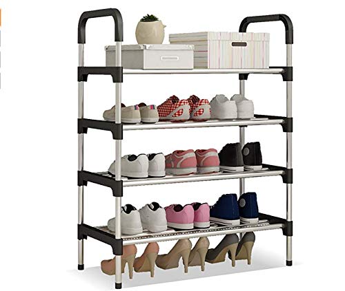 Cupcinu - Estante Zapatero de Acero con 4 estantes, Estante de Almacenamiento para Zapatos de casa, Dormitorio Interior, 60 x 30 x 80 cm, Color Negro Cover