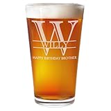 Personalized Etched 16oz Pint Glass – Beer Gifts, Custom Engraved Drinking Glasses, Customized Retirement Gift for Men, Birthday Gifts for Him, Beer Lover Cup, Groomsmen Wedding, Halpert Monogram
