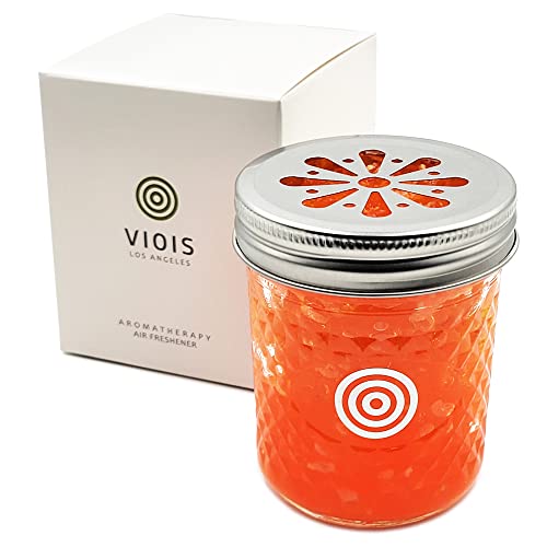 Viois, Orange & Citrus Aromatherapy Car Air Freshener(Gel Type). Handcrafted Natural Air Freshener For Car And Small Room. Chemical Free & Non Toxic. (2 Pack) #TOP5