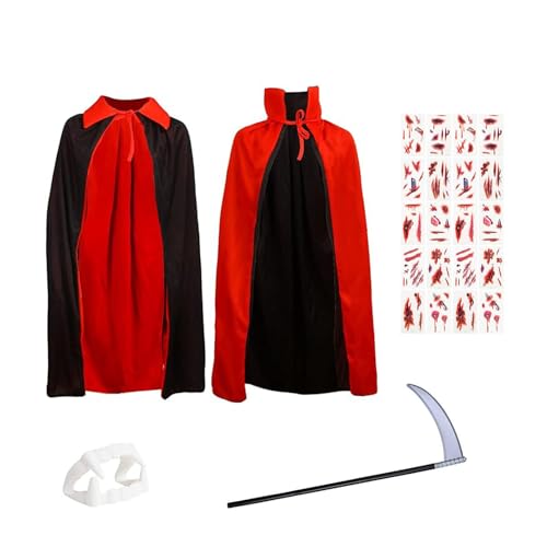 FiveMileBro Disfraz de Halloween Vampiro, Dracula's Receptor Disfray Children, Vampire Crosshang con cuello negro rojo para niños niñas jóvenes, disfraz de fiesta de mascarada de Halloween
