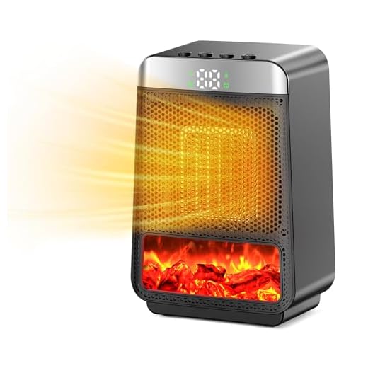 OKKMAX Portable Space Heater for Indoor - Small Electric Flame Heaters with Thermostat - PTC Fast Heating Ceramic Room Heater with Dynamic Ambient Lighting for Bedroom, Office and Camping Use
