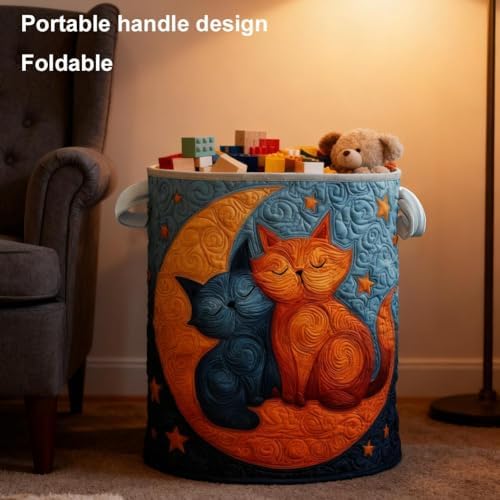 Sturdy Quilted Laundry Basket Stands Upright, Large Boho Fabric Hamper with Thick Padded Walls, Reinforced Handle Clothes Storage for Heavy Loads, Foldable Toy Bin for Nursery and Bedroom (K) - 2