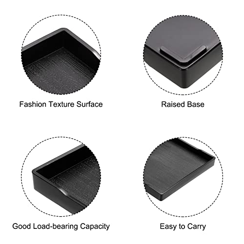 PATIKIL 11.8x8.7 Fast Food Tray, Plastic Reusable Multi-Purpose Rectangle Serving Tray for Restaurant Home Kitchen, Black by PATIKIL - Used condition - Image 3