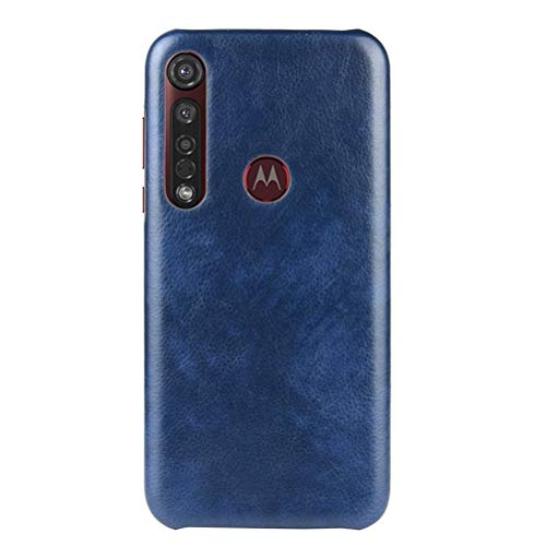 LUSHENG Compatible avec Coque Motorola Moto G8 Plus, Coque Rigide en PC à Motif Lychee, Couleur Unie Adaptée Hommes et Aux Femmes, Housse de Protection Antichoc et Résistante - Bleu Cover