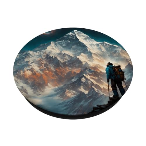 Fantasy Cute Vivid Flowers Everest Alpinist PopSockets Swappable PopGrip, Black - Image 2