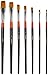 MEEDEN Flat Paint Brushes Set Long Handle Golden Nylon for Oil Acrylics Watercolor and Gouache Color Painting, 7-Piece