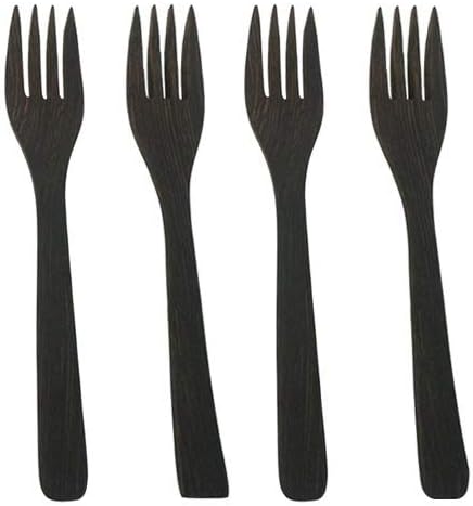 Ebony Wood Forks Serving Utensils - Set of 4 (4 Forks) by Truly Vegan