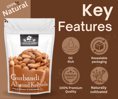 Image of NATURE YARD Orignal Afghan Gurbandi Almond /Badam Giri - 100% Pure & Natural Rich in Oil - 1Kg