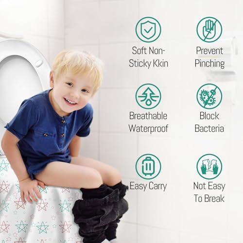 WUFANC 20 Stück Toilettenauflage Einweg, Universal Rutschfester Wasserdichter Und Antibakterieller Einweg-Toilettensitz, Toiletten Sitzbezug Kinder Und Erwachsene (Weiß-Pentagramm)