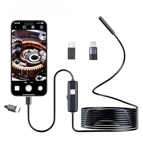 [Aishaba]�h���������J���� �t�@�C�o�[ ��d�����Y���� 2560P�𑜓x USB-C&���Ή� �_��֕� �Ï������p8LED �@�B�_��/���z/�N���|�� 5m���݋Ȃ��ێ��P�[�u�� 2�N�t 5.5mm 3.5m �\���b�h�P�[�u�� [ & ]