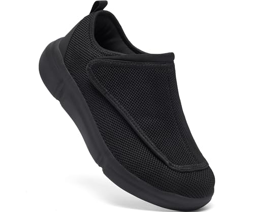YINGCSM Zapatos para diabéticos para mujer, para personas mayores, ortopédicos, ligeros, con cierre de velcro, para pies hinchados, tallas 36-43, Negro , 36 EU Ancho
