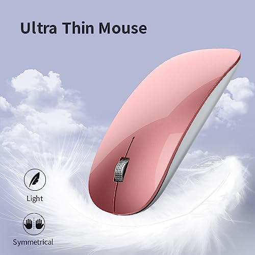 Image of Offbeat - Atom Dual Bluetooth 5.1+5.1 & 2.4Ghz Wireless, Type-C Rechargeable Silent Click Mouse, Triple Device connectivity Windows, Mac, iOS, Android(Rose Gold)