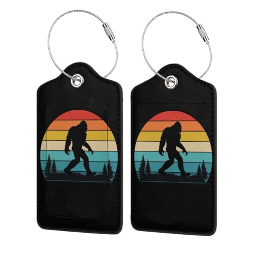2 Pcs Bigfoot Luggage Tag for Suitcase, Identifiers Privacy Cover ID Label with Steel Loop, Cute Sasquatch Luggage Tags Birthday Gifts for Men Women Outdoor Travel Father's Mother's Day4