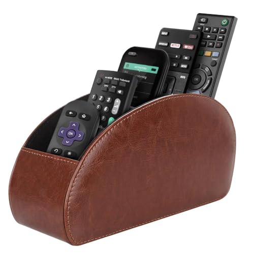 Image of HASTHIP Remotes Organizer Case Desk Holder Accessories Organizer Open 5-Compartment PU Desk Organizer for Living Room, Tea Table Multipurpose Desk Organizer Office Stationeries Holder