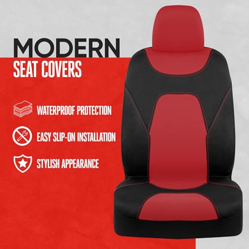 Image of Motor Trend AquaShield Waterproof Front Seat Covers, Red Seat Covers for Cars - Neoprene Front Car Seats Cover, SUV Seat Covers Protector - Car Interior Cover for Auto, Trucks, & Dog Owners
