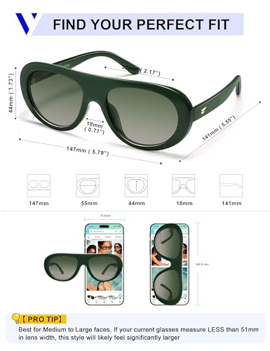 Image of VANLINKER Oversized Retro Aviator Sunglasses for Women Men Chic 70s Vintage Style Trendy 2026 Chunky Sun Glasses VL9865