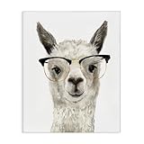 Stupell Industries 'Hipster Llama In Glasses', Canvas Art, 16 x 20 Inches, Easy to Hang and Sturdy, Made in USA, by Victoria Borges