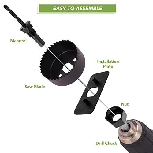 BLOSTM Hole Saw Kit 21PCS - 19mm to 152mm Diameter Hole Saws, 2 Mandrels, 2 Drill Bits, 1 Installation Plate, 1 Hex Key & Compact Case. Ideal Hole Cutters Set for Wood & PVC - 21PCS COMPLETE SET 2 BLOSTM Hole Saw Kit 21PCS - 19mm to 152mm Diameter Hole Saws, 2 Mandrels, 2 Drill Bits, 1 Installation Plate, 1 Hex Key & Compact Case. Ideal Hole Cutters Set for Wood & PVC - 21PCS COMPLETE SET - Image 2