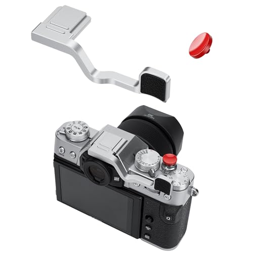 Image of JJC Metal Thumb Grip & Shutter Button for Fuji X-T30III II XT30 XT20,Silver | for Fujifilm X-T30 III X-T30 II X-T20 X-T10 Mirrorless Cameras, Hot Shoe Cover Protector Thumb Rest for Stable Safe Hand Hold