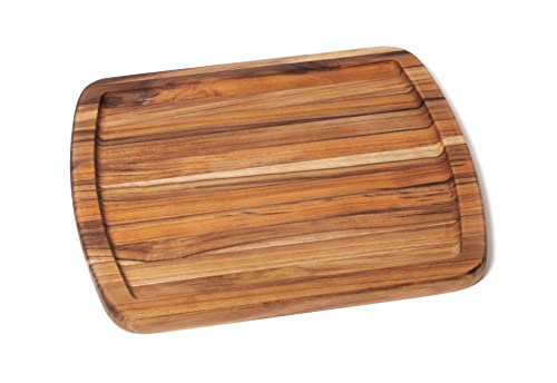 Lipper International Teak Wood Edge Grain Serving Platter, Small, 12" x 10" x 3/4"