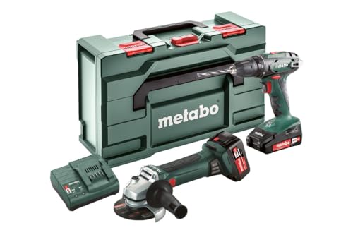 Metabo 685082000 Combo Set 18 V Drill BS Cordless Angle Grinder W 18 LTX 125 Quick, Green; Grey; Black; Red