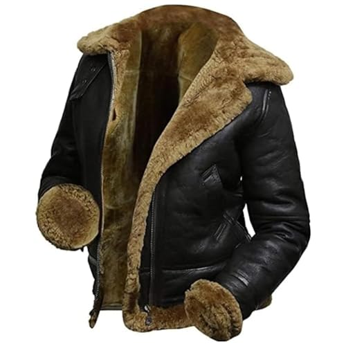Women's Hooded Leather Jacket - Faux Fur Shearling Aviator Pilot Bomber Genuine Sheepskin Leather Jackets for Women