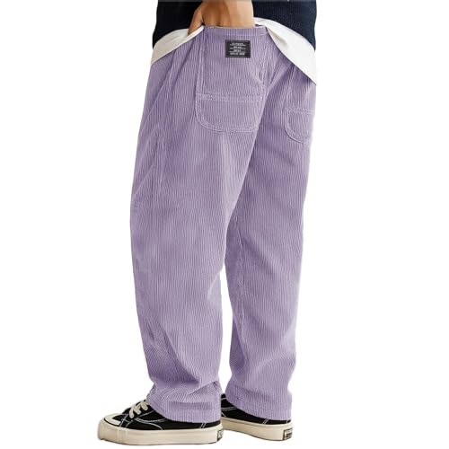Mens Corduroy Pants, Men's Loose Corduroy Ribbed Embroidered Wide Leg Drawstring Sweatpants Trousers, New Pants