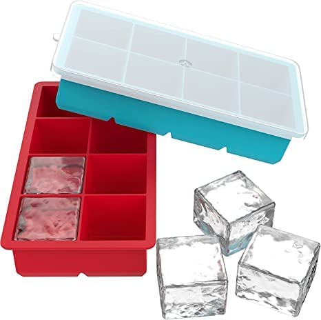 Kienlix 8 Cavity Silicone Ice Cube Tray with Lid, Big Ice Cubes Perfect for Whiskey, Cocktails, Popsicle Making, Everyday Use, Parties-Reusable, Food Grade Silicone BPA Free-Pack of 2 (B0BNLKPG7B) Amazon Price History, Amazon Price Tracker