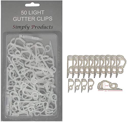 50 Gutter Hooks for Hanging Outdoor Christmas Xmas String Lights/Rope Lights Gutter Clips (Clear)
