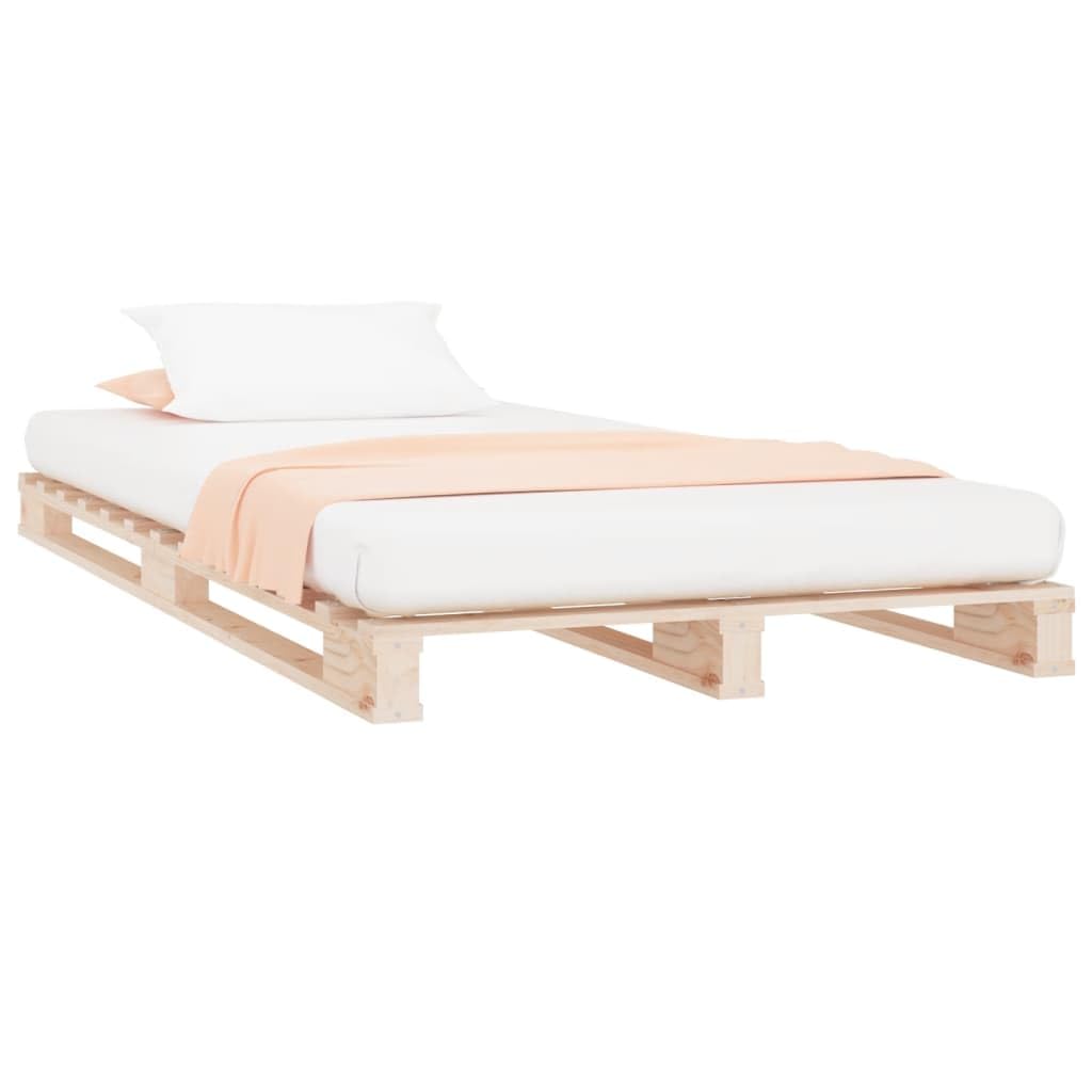 vidaXL Cama de Palets Somier Dormitorio Base Habitación Muebles Mobiliario Hogar Cuarto Descanso Madera Maciza de Pino 75x190 cm