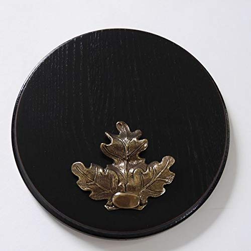 GTK - Geweihe & Trophäen KRUMHOLZ Keilerschild Keilerbrett Gewaffbrett Trophäenschild rund dunkel AF 19 cm mit Eichenlaub Deckblatt groß