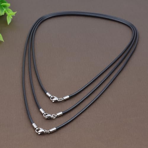 YOGAZEN 6 Stück Lederband für Kette, Lederband Halskette, Armband Lederkette Herren, Lederkette mit Verschluss, 2 mm Kunstleder mit Verschluss
