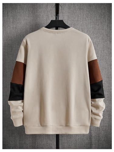 Verdusa Men's Crew Neck Sweatshirt Color Block Long Sleeve Pullover Tops Casual Daily Streetwear2