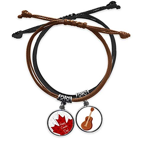 Pulsera de guitarra y cuero temático Canada para regalar a músicos y entusiastas de la cuerda