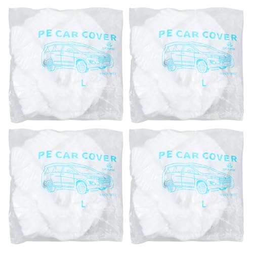Sibba 4 Pack Disposable Car Cover Plastic Car Cover, Universal Waterproof Clear Cars Covers with Elastic Bands, Cars Covers for SUV Outdoor Snow/Rain Weather Protection, 12.4 ft x 21.6 ft by Sibba - Used condition - Image 7