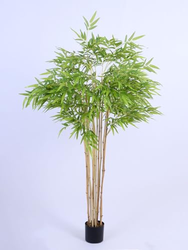 Image of ARICK DECOR 5Ft Artificial Bamboo Tree in Pot, 5ft Realistic Faux Bamboo Silk Plant with Natural Look Canes, Peacock Shaped Floor Decor for Home, Office & Balcony