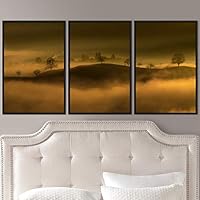 3 Piece Framed Canvas Wall Art Foggy Mountains Canvas Prints Home Artwork Decoration for Living Room,Bedroom - 16