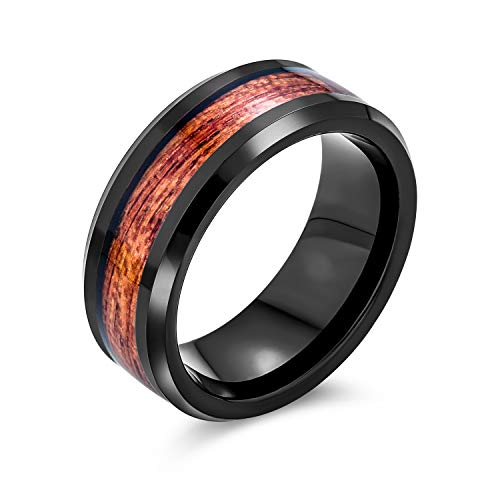 Bague de mariage en titane 8mm anneau bois de koa marron bijoux personnalisables