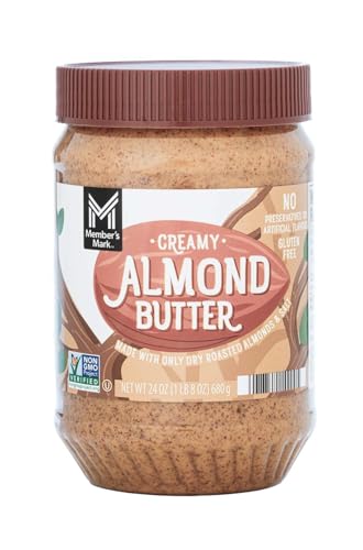 Members Mark Almond Butter, 24 oz | All-Natural, No Added Sugar, Non-GMO, Creamy Almond Spread | High Protein, Gluten-Free, Keto-Friendly Nut Butter