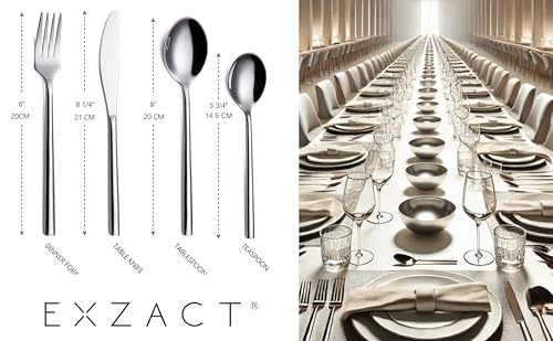 Exzact Cutlery Set Forged Stainless Steel 24pcs - 6 x Forks, 6 x Table Knives, 6 x Table Spoons, 6 x Teaspoons Flatware/Silverware/Home - Service for 6 - Image 3