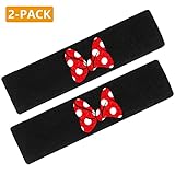 Zhengchang 2Pcs Seat Belt Covers Shoulder Pads for Minnie, Embroidered Logo Black Leather Car Seat...