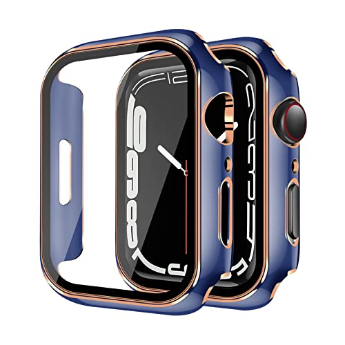 YUGYUG 対応 Apple Watch ケース Series SE3/SE2/SE/6/5/4 Apple Watch カバー PC素材 光沢式 アップルウォッチ ケース ガラスフィルム 一体型 日本旭硝子材 二重構造 アップルウォッチ カバー 全面保