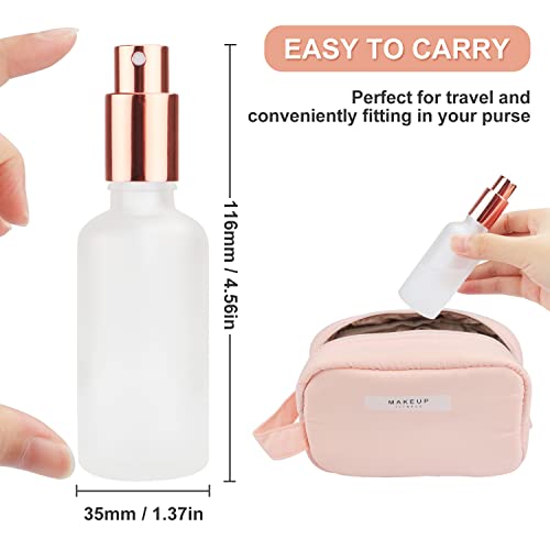 12 Pack,2 Oz Frosted Fine Mist Atomizer,Empty Glass Spray Bottles With Rose-Golden Pump Cap,Protable Travel Liquid Holder Containers for Perfume,Essential Oils-Stickers,Pipette&Funnel Included4