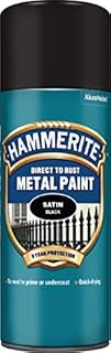 Hammerite 5084778 Metal Paint: Satin Black 400ml (Aerosol)