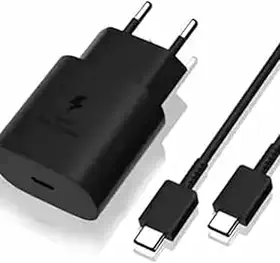 Carregador Turbo Premium 25W, com Cabo Tipo-C para Tipo-C 1m, Power Delivery, Preto – Compatível com Samsung, Motorola, LG, Smartphones e Tablets.