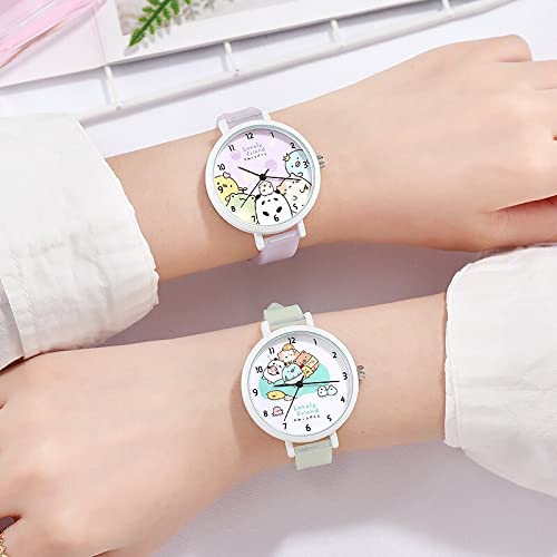 Reloj de niña Reloj de Dibujos Animados Relojes Luminosos Niñas Niños Estudiantes Relojes de Pulsera Reloj de Regalo Relojes Transparentes para niñas (Color : Light Purple)