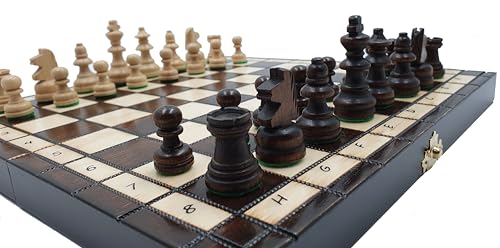 Jeu d'échecs en bois pliable coffret traditionnel de 27 cm - 3